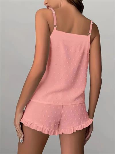 Kadın Ip Askılı Atlet Ve Alt Pon Pon Detaylı Aerobin Shortlu Takım