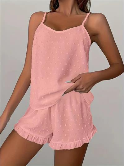 Kadın Ip Askılı Atlet Ve Alt Pon Pon Detaylı Aerobin Shortlu Takım