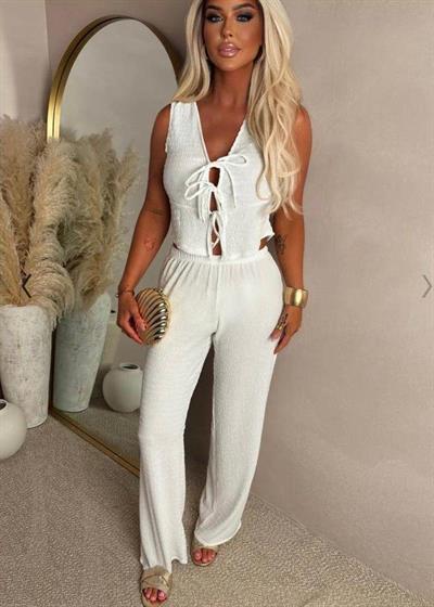 Kadın Ital Piliseli Kumaş önde Bağcık Detaylı Takım