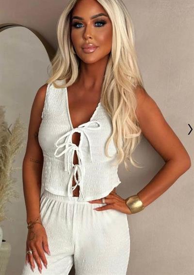 Kadın Ital Piliseli Kumaş önde Bağcık Detaylı Takım