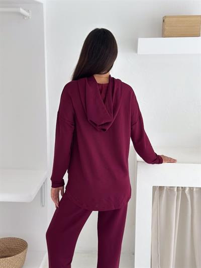 Kadın Kapşunlu Ve Atlet Detaylı Tunik Yüksek Bel Pantolunlu ıkılı Takım