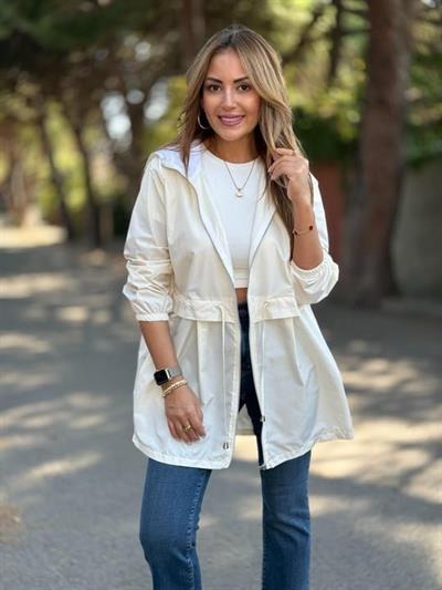 Kadın Kapüşon Ve Büzgü Detay Yağmurluk