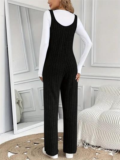 Kadın Kare Yaka Kalın Askılı Bol Paça Kaşkorse Tulum