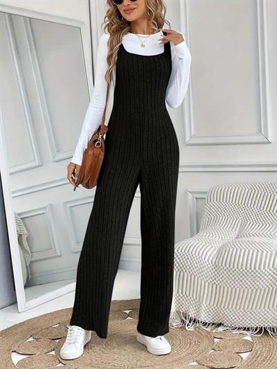 Kadın Kare Yaka Kalın Askılı Bol Paça Kaşkorse Tulum