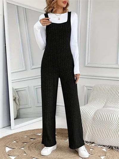 Kadın Kare Yaka Kalın Askılı Bol Paça Kaşkorse Tulum