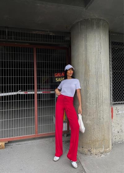 Kadın Kaşkorse Kumaş Ispanyol Paça Pantolon