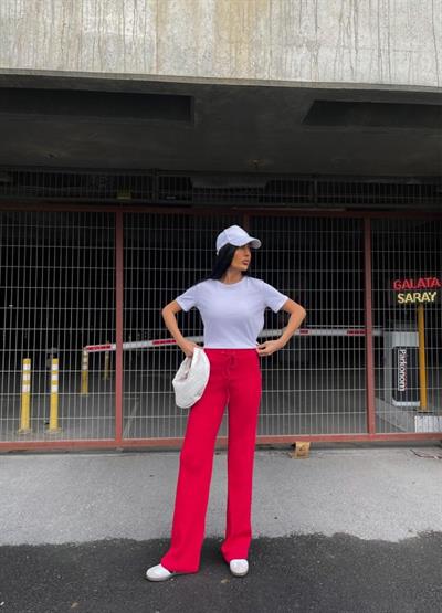 Kadın Kaşkorse Kumaş Ispanyol Paça Pantolon