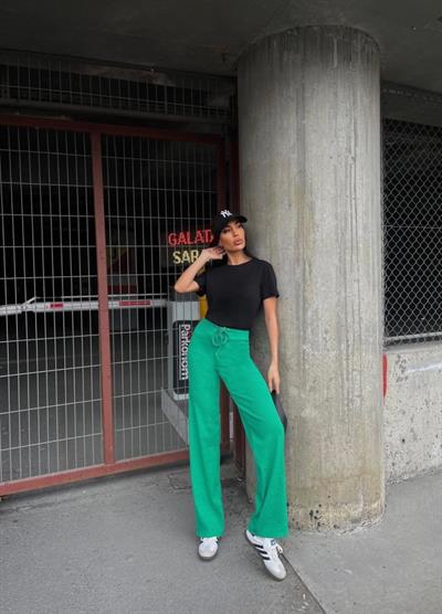 Kadın Kaşkorse Kumaş Ispanyol Paça Pantolon