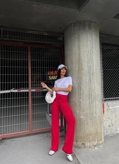 Kadın Kaşkorse Kumaş Ispanyol Paça Pantolon