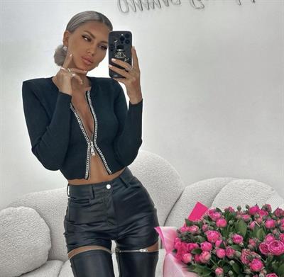 Kadın Kaşkorse Kumaş Zincirli Çift Fermuarlı Fırsat Ürün Bluz