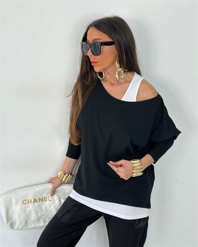 Kadın Kayık Yaka Omuz Dekolteli Atlet Detay Bluz