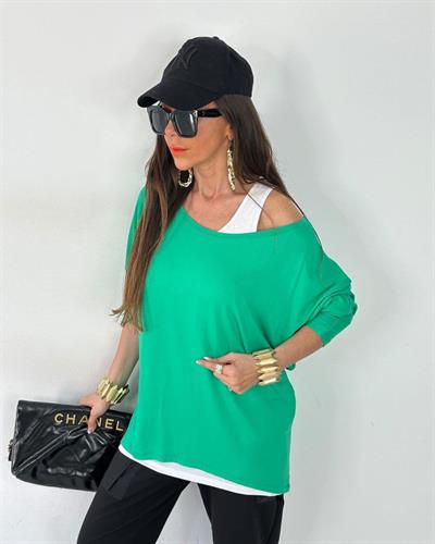 Kadın Kayık Yaka Omuz Dekolteli Atlet Detay Bluz