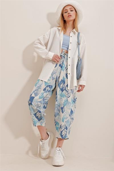 Kadın Keten Kumaş Oversize Gömlek