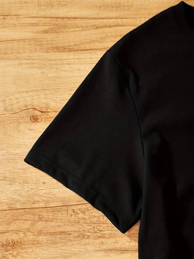 Kadın Kısa Kollu Bisiklet Yaka Dudak Baskılı Bluz