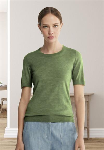 Kadın Kısa Kollu Bisiklet Yaka Triko Bluz