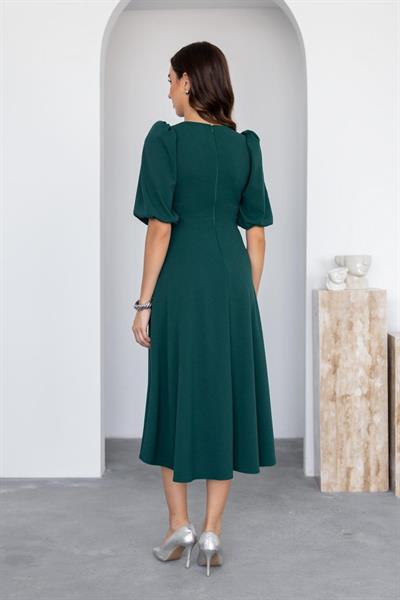 Kadın Kısa Kollu Fiyonk Detay Midi Boy Elbise