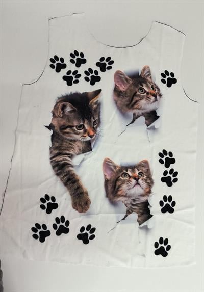 Kadın Kısa Kollu Kedi Ve Pati Baskılı Süprem T-shirt