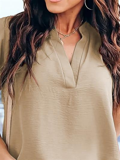 Kadın Kısa Kollu V Hakim Yaka Aerobin Bluz