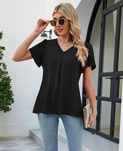 Kadın Kısa Kollu V Yaka Sandy Bluz