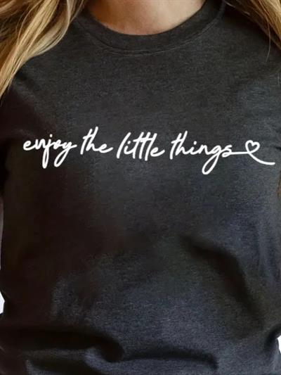 Kadın Kısa Kollu önü Yazı Baskılı Basic Süprem Bluz