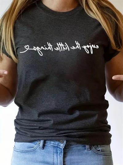 Kadın Kısa Kollu önü Yazı Baskılı Basic Süprem T-shirt