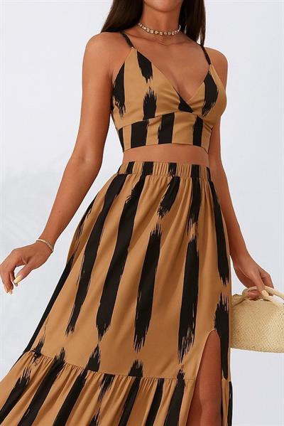 Kadın Kolsuz Askılı Crop Ikili Süprem Takım