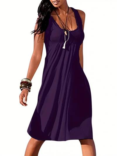 Kadın Kolsuz Göğüs Altı Pileli Viskon Elbise