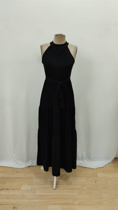 Kadın Kolsuz Halter Yaka Beli Lastiklidesenli Mikro Elbise