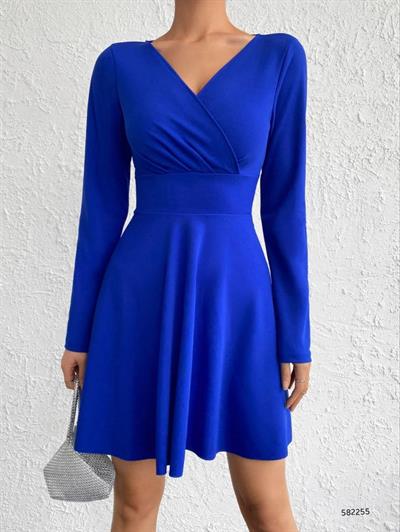 Kadın Kruvaze Yaka Dizüstü Elbise