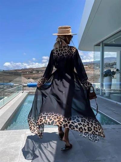 Kadın Leopar Detay şifon Pareo