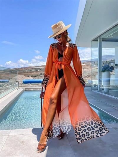 Kadın Leopar Detay şifon Pareo