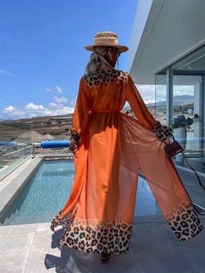 Kadın Leopar Detay şifon Pareo