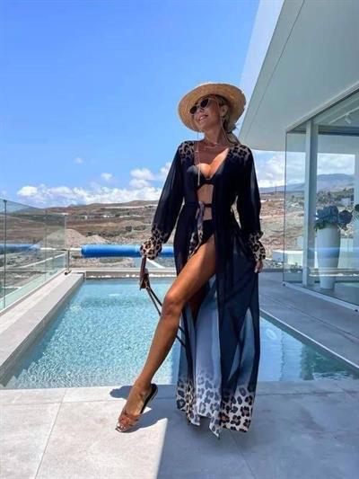 Kadın Leopar Detay şifon Pareo