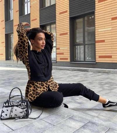 Kadın Leopar Ve Gömlek Detay Sweat Ve Pantolon Kili Takım