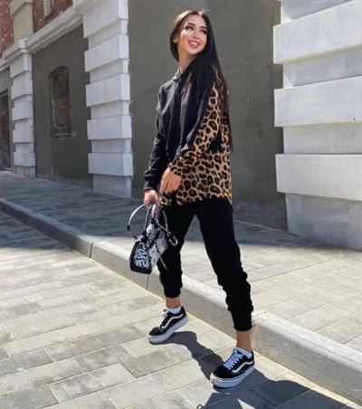 Kadın Leopar Ve Gömlek Detay Sweat Ve Pantolon Kili Takım