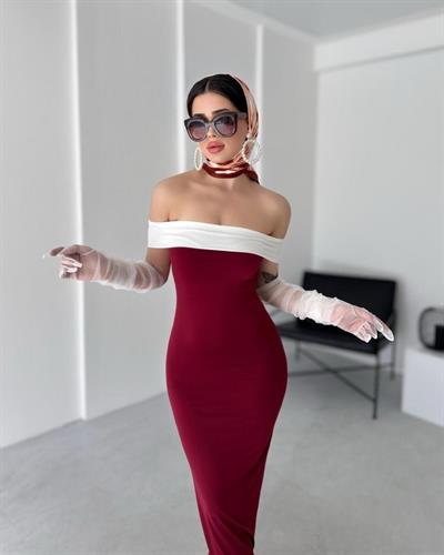 Kadın Madonna Yaka Maxı Boy Elbıse