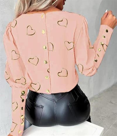 Kadın Manşet Detay Kalp Baskılı Fırsat ürün Bluz