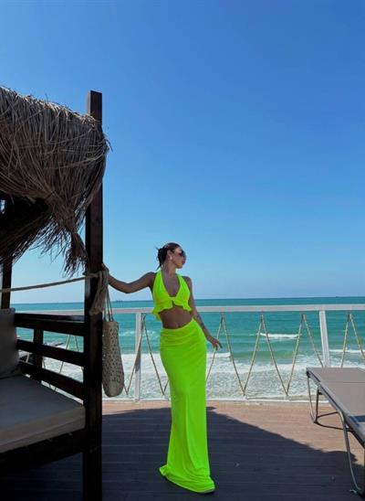 Kadın Mayo Kumaş Bağlamalı Crop Ve Maxi Boy Etek Ikili Takım