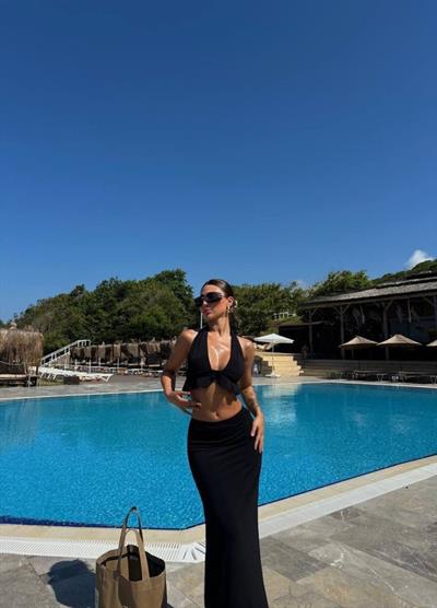 Kadın Mayo Kumaş Bağlamalı Crop Ve Maxi Boy Etek Ikili Takım