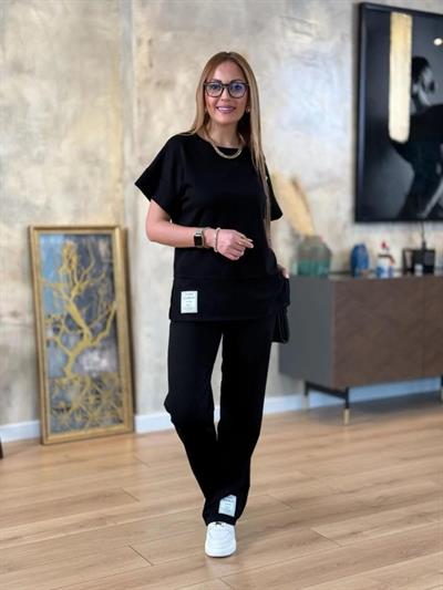 Kadın Modal Kumaş Armalı Geniş Kol İkili Takım