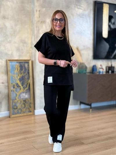 Kadın Modal Kumaş Armalı Geniş Kol İkili Takım