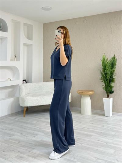 Kadın Modal Kumaş Rahat Kesim V Yaka Eşofman Takımı