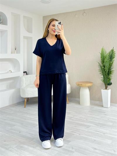 Kadın Modal Kumaş Rahat Kesim V Yaka Eşofman Takımı