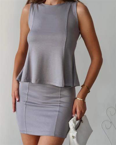 Kadın Modal Kumaş Volanlı Mini Etek Takım