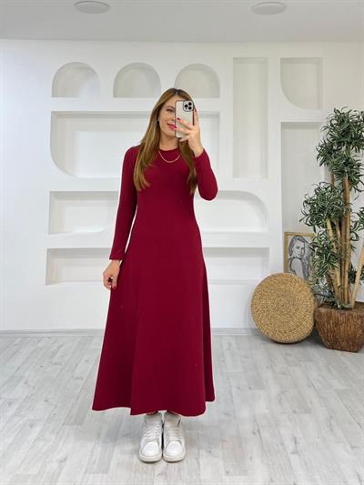 Kadın Ottoman Kumaş Yırtmaç Detaylı Midi Boy Elbise