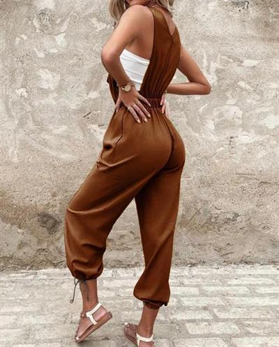 Kadın Poplin Kumaş Likralı Askılı Tulum