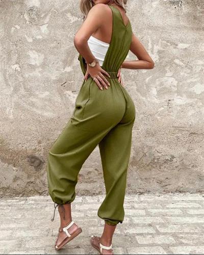 Kadın Poplin Kumaş Likralı Askılı Tulum