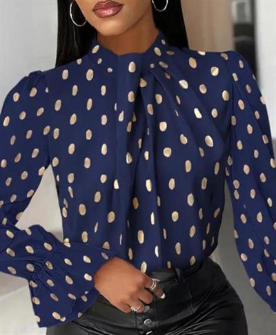 Kadın Puantiye Detay Ispanyol Kol Bluz ürün Bluz