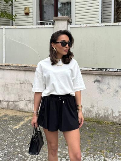 Kadın Sandy Kumaş Bağıcık Detaylı şort