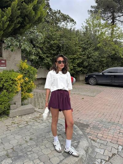 Kadın Sandys Kumaş Bağıcık Detaylı şort